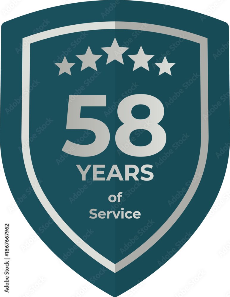 Fifty Eight Years Of Service Shield Badge Icon