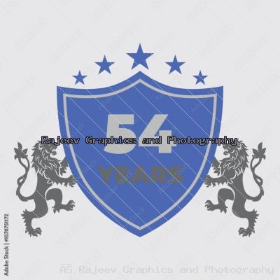 Fifty Four Years Of Service Lion Shield Badge Icon
