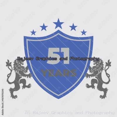 Fifty One Years Of Service Lion Shield Badge Icon