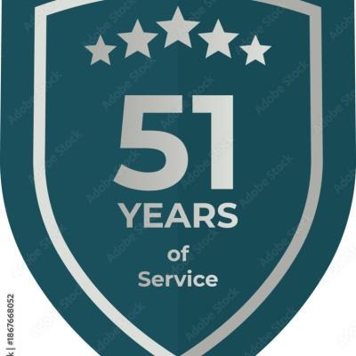 Fifty One Years Of Service Shield Badge Icon - find similar on iStock