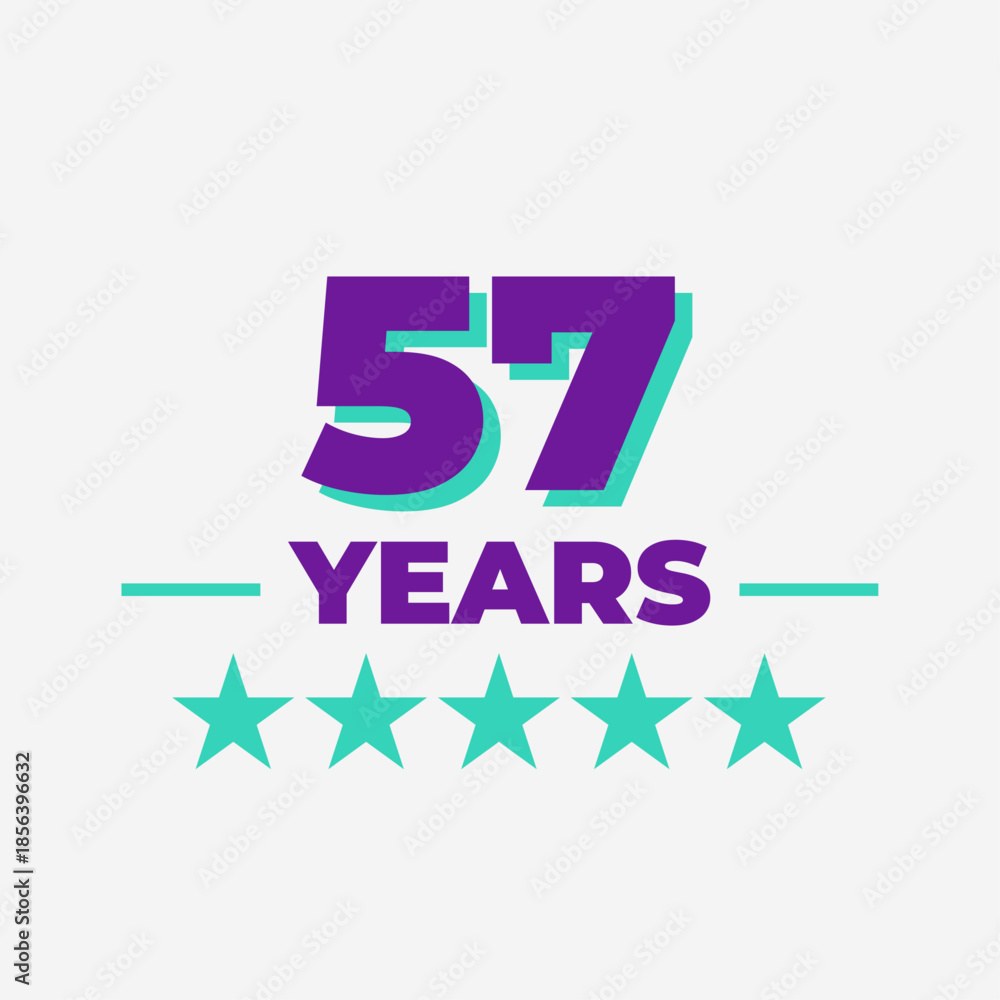 Fifty Seven Years Anniversary Badge Design