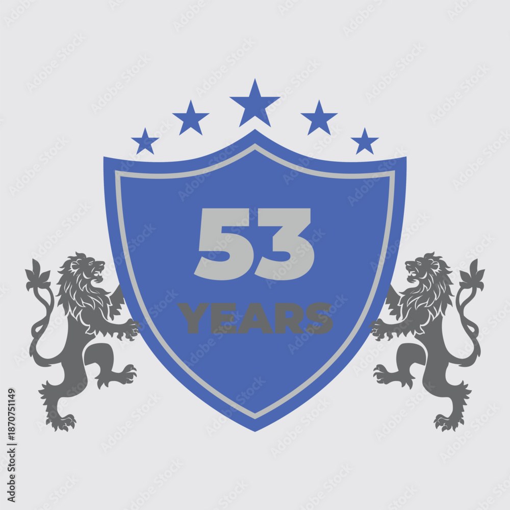 Fifty Three Years Of Service Lion Shield Badge Icon