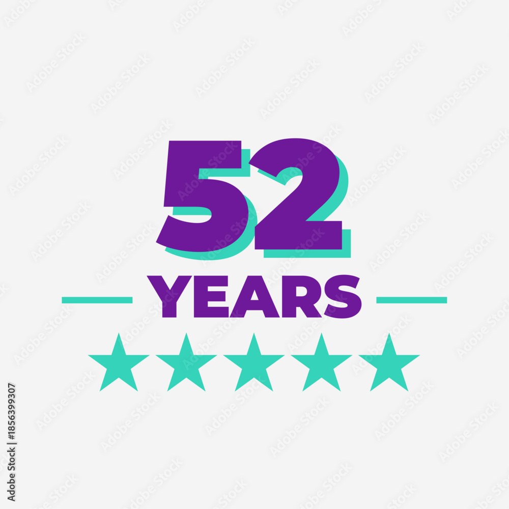 Fifty Two Years Anniversary Badge Design
