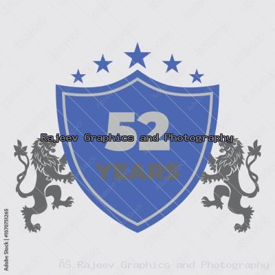 Fifty Two Years Of Service Lion Shield Badge Icon