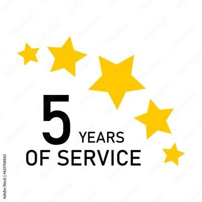 Five Star 5 Years Of Service - find similar on Alamy