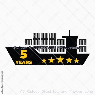 Five Year Shipping Experience Cargo Ship Icon