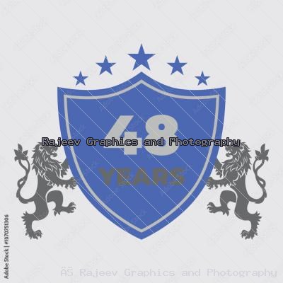 Forty Eight Years Of Service Lion Shield Badge Icon