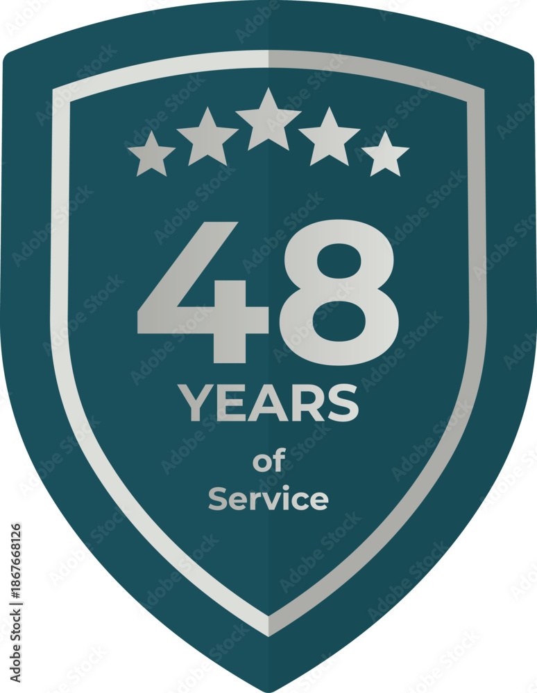 Forty Eight Years Of Service Shield Badge Icon