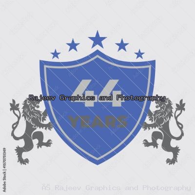 Forty Four Years Of Service Lion Shield Badge Icon