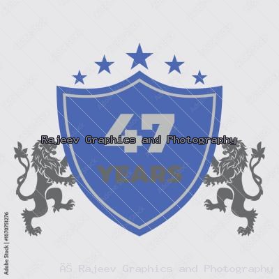 Forty Seven Years Of Service Lion Shield Badge Icon