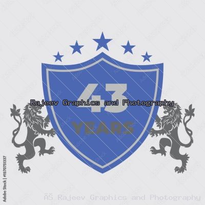 Forty Three Years Of Service Lion Shield Badge Icon