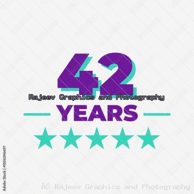 Forty Two Years Anniversary Badge Design