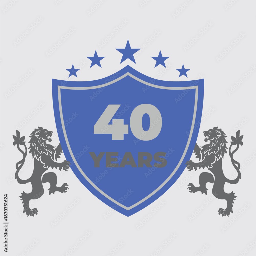 Forty Years Of Service Lion Shield Badge Icon
