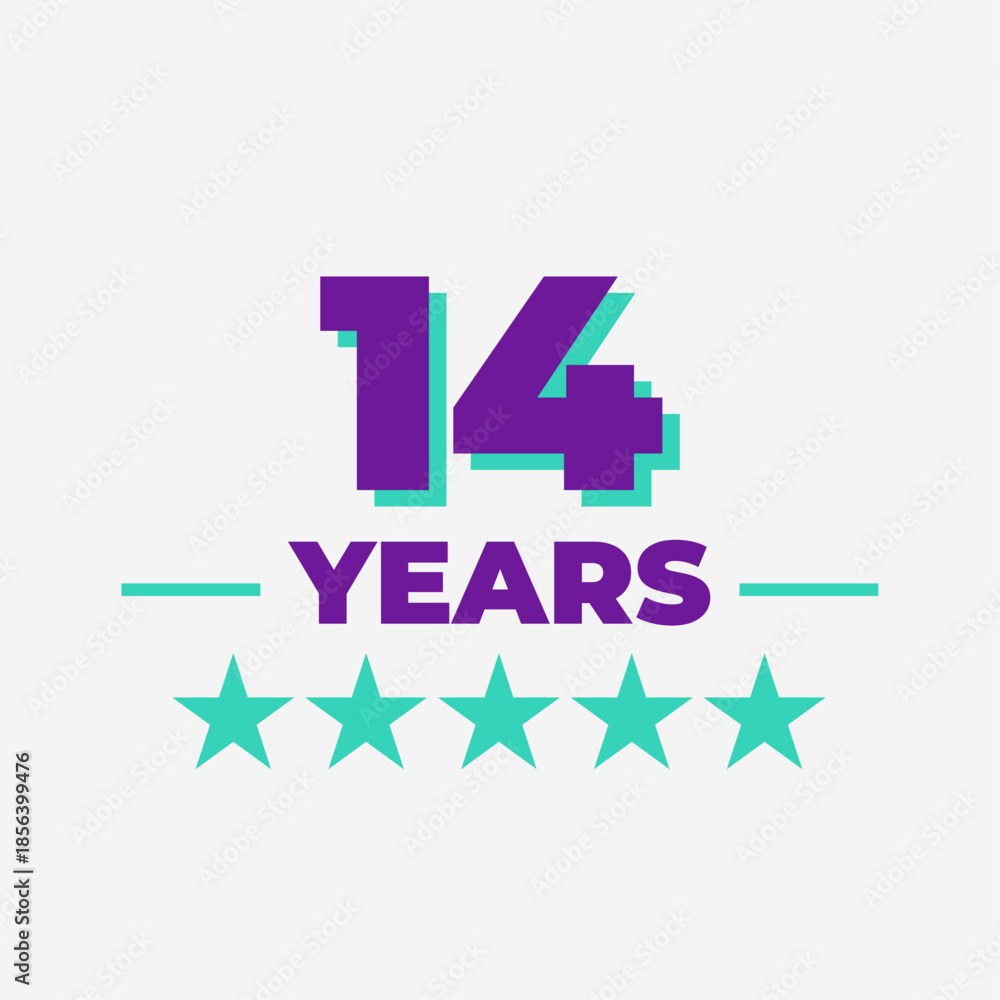 Fourteen Years Anniversary Badge Design