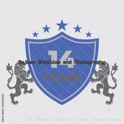 Fourteen Years Of Service Lion Shield Badge Icon