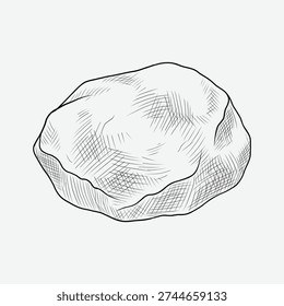 Handdrawn Sketch Large Rock Boulder