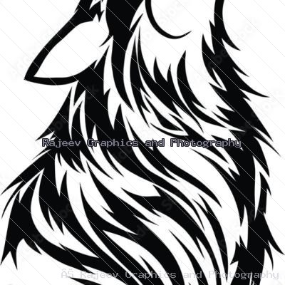 Howling Wolf Tribal Tattoo Design Stylized Animal Vector Silhouette