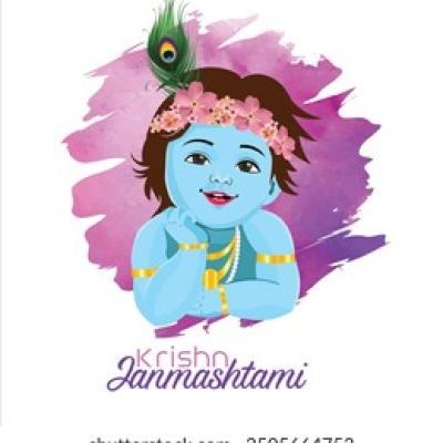 Krishna Janmashtami Baby Krishna Purple Watercolor