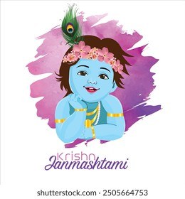 Krishna Janmashtami Baby Krishna Purple Watercolor