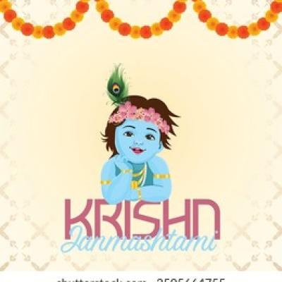 Krishna Janmashtami Post with Marigold Garland