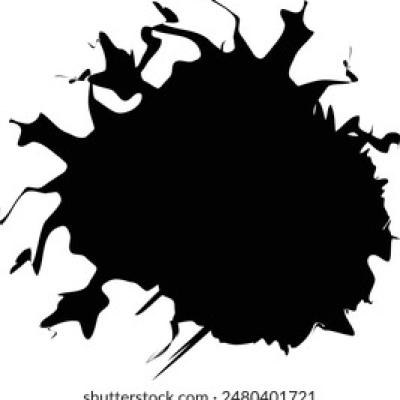 Large Black Ink Splash with Curled Drips - find similar on Vector Stock