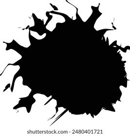 Large Black Ink Splash with Curled Drips