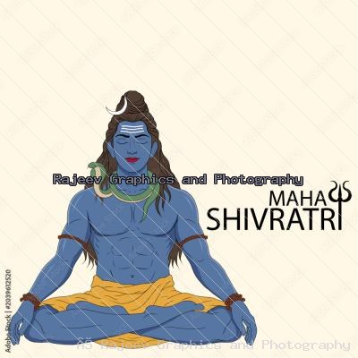 Maha Shivratri Lord Shiva Meditating Flat Vector Illustration Poster