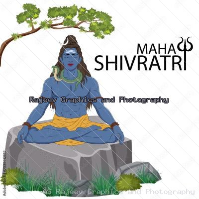 Maha Shivratri Lord Shiva Meditating On Rock Under Tree Nature Poster