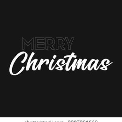 Merry Christmas Bold White Brush with Grey Merry