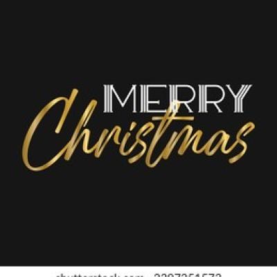 Merry Christmas Gold Script with Outline Merry