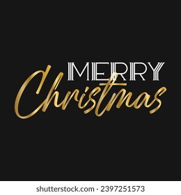 Merry Christmas Gold Script with Outline Merry
