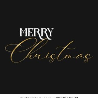 Merry Christmas Gold Thin Script White Merry
