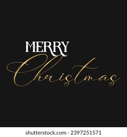 Merry Christmas Gold Thin Script White Merry