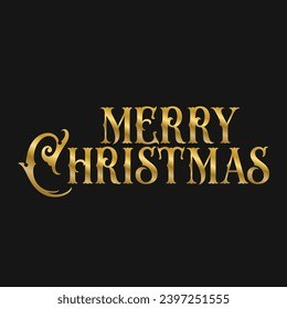 Merry Christmas Large Gold Ornate Serif Capitals