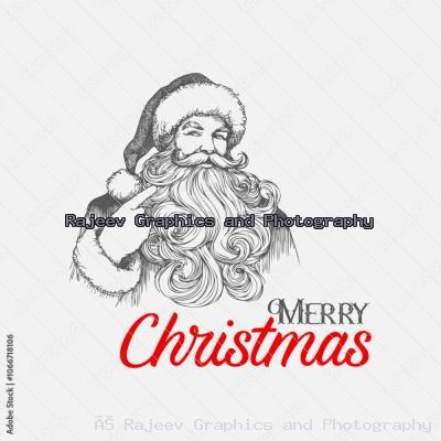 Merry Christmas Santa Clause Greeting Gray