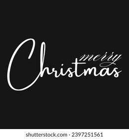 Merry Christmas White Script Curly Merry