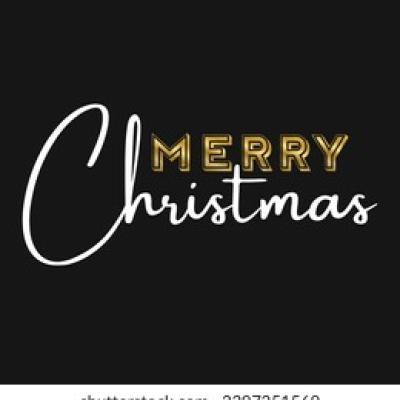 Merry Christmas White Script with Gold Spaced Merry