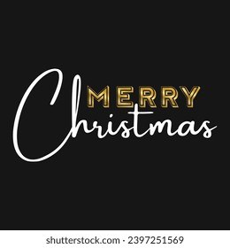 Merry Christmas White Script with Gold Spaced Merry