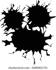 Messy Black Ink Splash Group with Drips