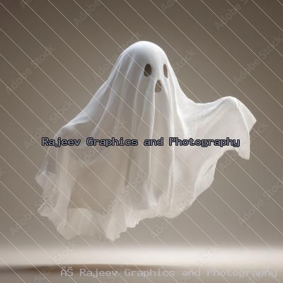 Minimal Floating White Ghost Halloween Concept