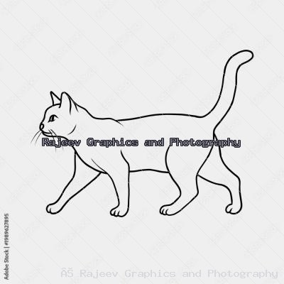 Minimalist Side View Line Drawing Of A Domestic Cat Walking