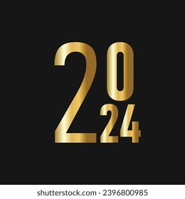 New Year 2024 Gold Stacked Numbers