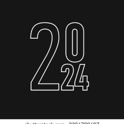 New Year 2024 Outline Stacked Numbers