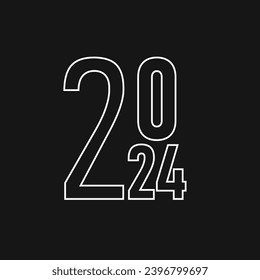 New Year 2024 Outline Stacked Numbers