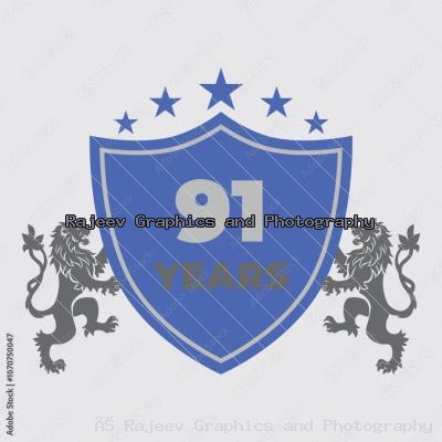 Ninety One Years Of Service Lion Shield Badge Icon