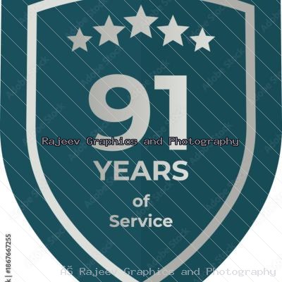 Ninety One Years Of Service Shield Badge Icon