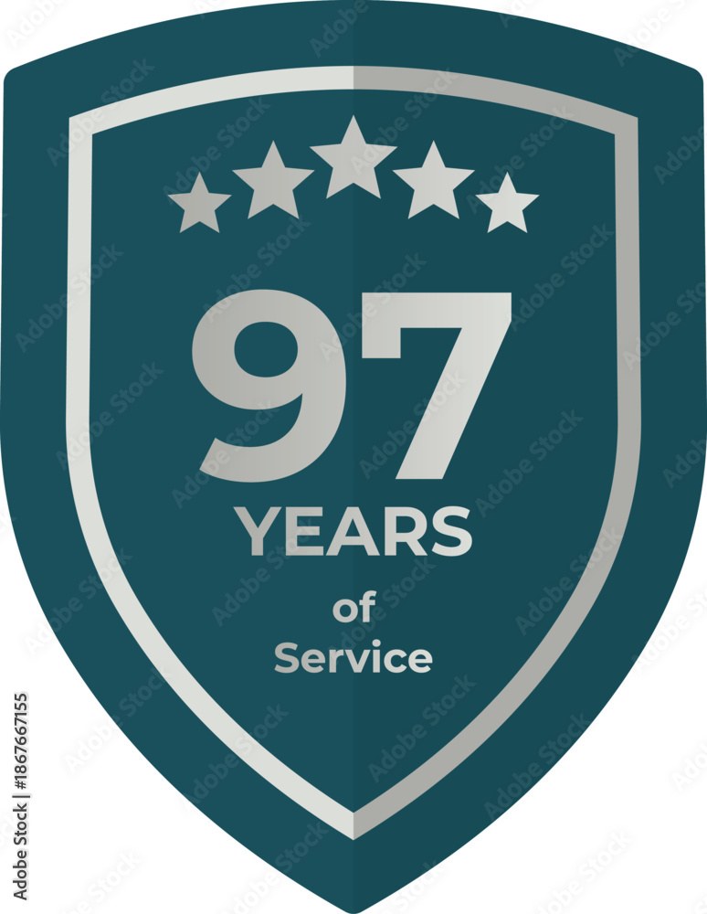 Ninety Seven Years Of Service Shield Badge Icon