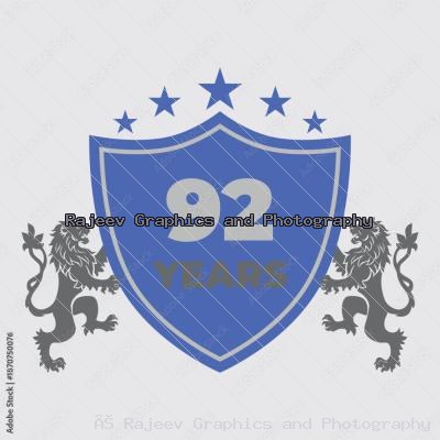 Ninety Two Years Of Service Lion Shield Badge Icon
