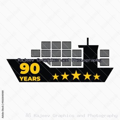 Ninety Year Shipping Experience Cargo Ship Icon