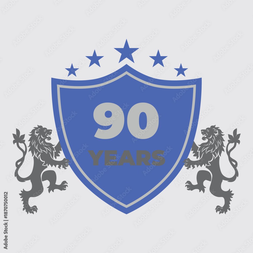 Ninety Years Of Service Lion Shield Badge Icon